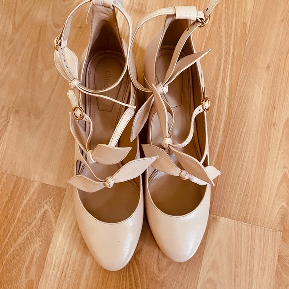 SOLD NWT Chloé Mike Bow Pumps Blush Leather SZ 39.5 - Picture 9 of 14